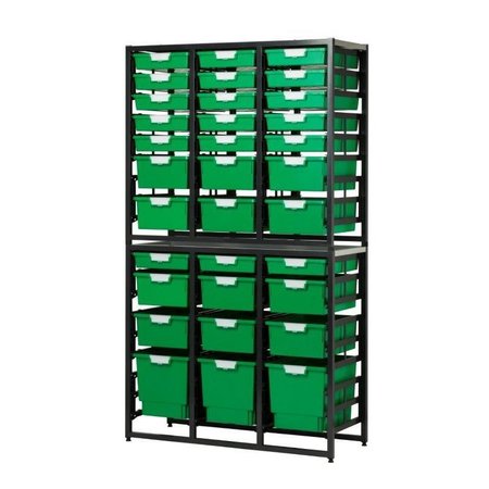 Storsystem Commercial Grade High Capacity Storage Wall Units with 54 Green High Impact Polystyrene Bins/Trays CE2091DG-21S12D3QPG